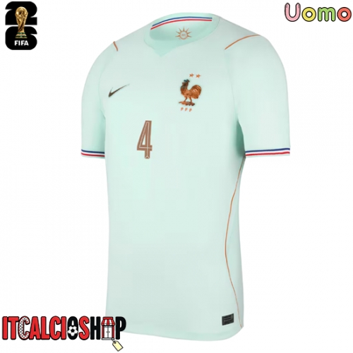 Francia Dayot Upamecano #4 Seconda Maglia Mondiali 2026 Manica Corta